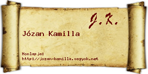 Józan Kamilla névjegykártya